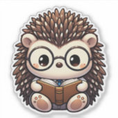 Niedlicher Chibi Reading Igel Aufkleber (Vorderseite)