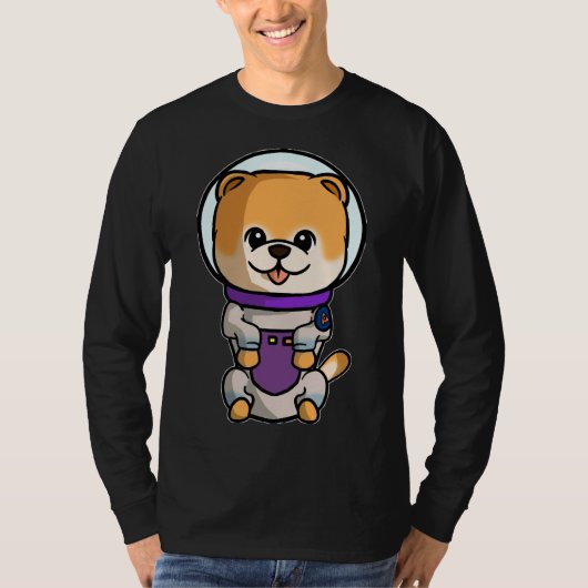 Niedlicher Chibi Space Dog Spitz Welpen T-Shirt (Vorderseite)