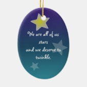 Niedlicher Chibi-Unicorn, Regenbogen- und Sternenv Keramikornament (Hinten)