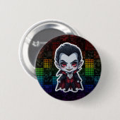 Niedlicher Chibi Vampire Halloween-Zeichenaufklebe Button (Vorne & Hinten)