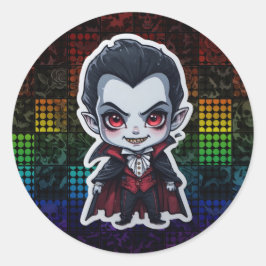Niedlicher Chibi Vampire Halloween-Zeichenaufklebe Runder Aufkleber