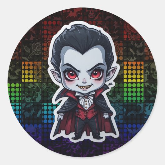 Niedlicher Chibi Vampire Halloween-Zeichenaufklebe Runder Aufkleber (Vorderseite)