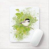 Niedlicher Chickadee Bird in Poplar Tree Mousepad (Mit Mouse)