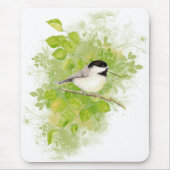 Niedlicher Chickadee Bird in Poplar Tree Mousepad (Vorne)