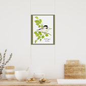 Niedlicher Chickadee Bird in Poplar Tree Süße freu Poster (Küche)