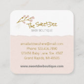 Niedlicher Chickadee Hearts Baby Boutique Shop Quadratische Visitenkarte (Rückseite)