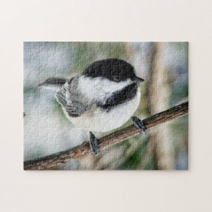 Niedlicher Chickadee im Winter Puzzle