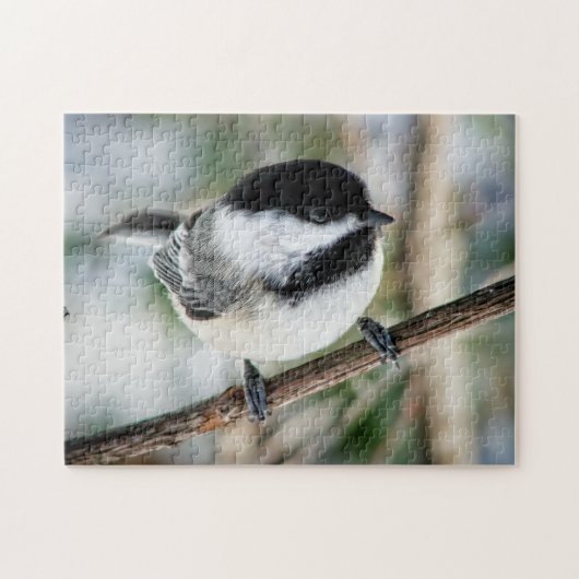 Niedlicher Chickadee im Winter Puzzle (Horizontal)