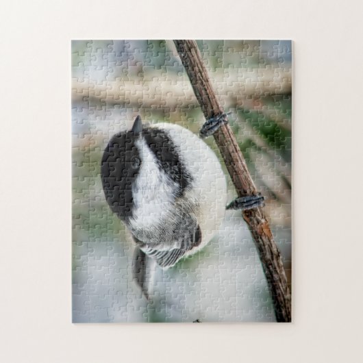 Niedlicher Chickadee im Winter Puzzle (Vertikal)