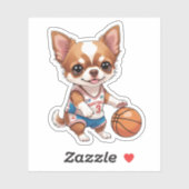 Niedlicher Chihuahua Basketball Hund Kiss Cut Aufkleber (Blatt)