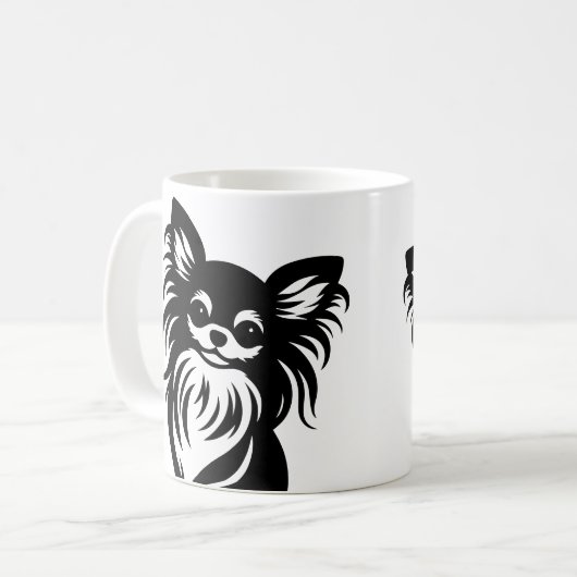 Niedlicher Chihuahua-Cartoon Kaffeetasse (Vorderseite Links)
