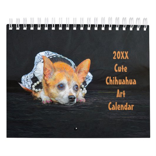 Niedlicher Chihuahua Dog Art Design 2024 Monatlich Kalender (Titelbild)