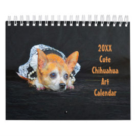 Niedlicher Chihuahua Dog Art Design 2024 Monatlich Kalender