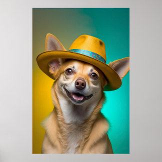 Niedlicher Chihuahua Dog Fedora Hat farbenfrohe Le Poster