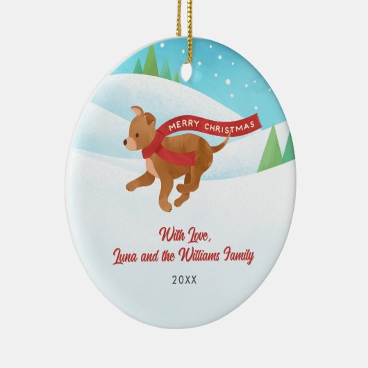 Niedlicher Chihuahua Dog Schneewein Keramik Ornament (Rechts)