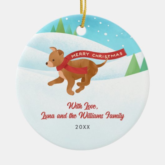 Niedlicher Chihuahua Dog Schneewein Keramik Ornament (Vorne)