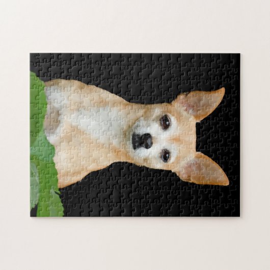 Niedlicher Chihuahua Dog Tan Black Art Pet Portrai Puzzle (Horizontal)