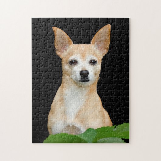 Niedlicher Chihuahua Dog Tan Black Art Pet Portrai Puzzle (Vertikal)