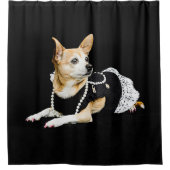 Niedlicher Chihuahua Dog Tan Brown Black Elegant Duschvorhang (Vorderseite)