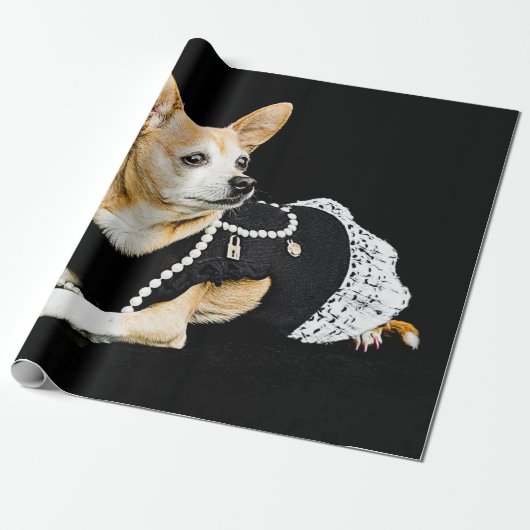 Niedlicher Chihuahua Dog Tan Brown Black Elegant Geschenkpapier (Ungerollt)