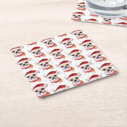 Niedlicher Chihuahua Dog Weihnachtsmuster Rechteckiger Pappuntersetzer (angewinkelt)