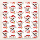 Niedlicher Chihuahua Dog Weihnachtsmuster Rechteckiger Pappuntersetzer (Vorderseite)