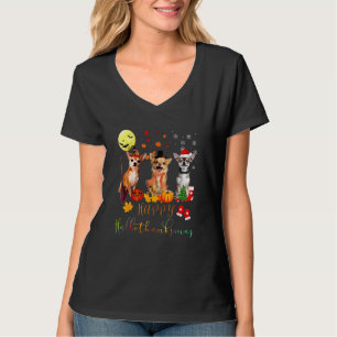 Niedlicher Chihuahua Happy Hallothanksmas Familie T-Shirt