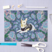 Niedlicher Chihuahua Hund Aquamarin Gelbe Kunst En Seidenpapier (Handwerk)