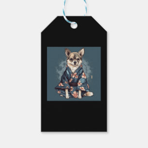 Niedlicher Chihuahua Hund auf Japanisch Kimono Rob Geschenkanhänger