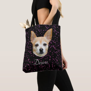 Niedlicher Chihuahua Hund Eleganter Lila Glitzer Tasche