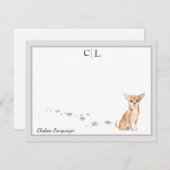 Niedlicher Chihuahua Hund Grau-Grenze Monogramm Ih Mitteilungskarte (Vorne/Hinten)