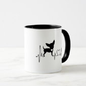 Niedlicher Chihuahua-Hund Heartbeat Tasse (VorderseiteRechts)