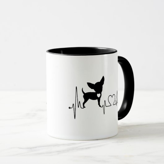 Niedlicher Chihuahua-Hund Heartbeat Tasse (VorderseiteRechts)