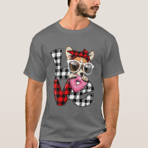 Niedlicher Chihuahua Hund Lover Herz Kariert Valen T-Shirt