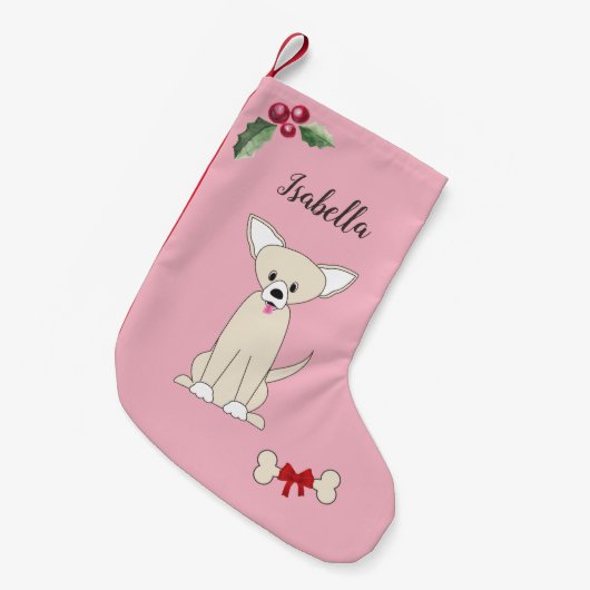 Niedlicher Chihuahua-Hund Monogramm Kleiner Weihnachtsstrumpf (Vorderansicht (hängend))