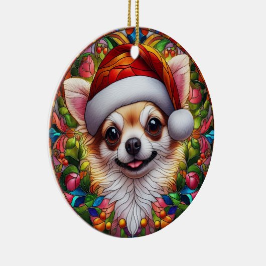 Niedlicher Chihuahua-Hund Weihnachten Keramik Ornament (Rechts)