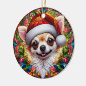 Niedlicher Chihuahua-Hund Weihnachten Keramik Ornament (Links)