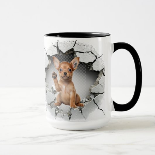 Niedlicher Chihuahua in einer knackigen Mauer Tasse (Rechts)