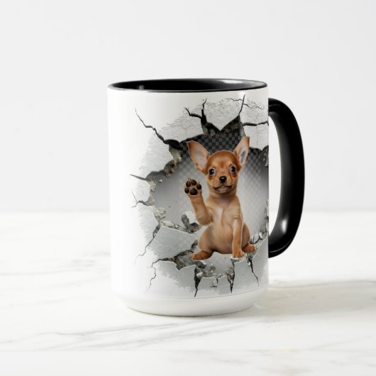 Niedlicher Chihuahua in einer knackigen Mauer Tasse (VorderseiteRechts)