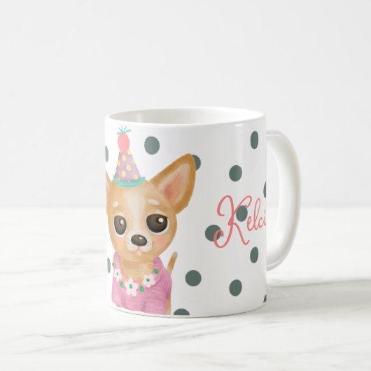 Niedlicher Chihuahua-Kaffee/heiße Schokolade-Tasse Kaffeetasse (VorderseiteRechts)