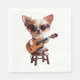 niedlicher Chihuahua spielt klassische Gitarre Car Serviette