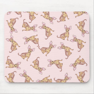 Niedlicher Chihuahua Watercolor gemaltes rosa Mousepad