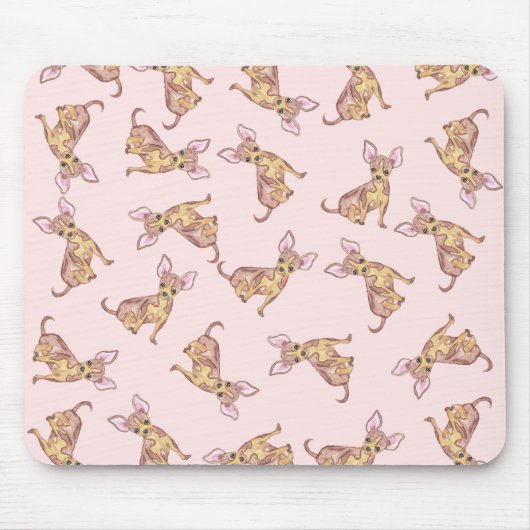 Niedlicher Chihuahua Watercolor gemaltes rosa Mousepad (Vorne)