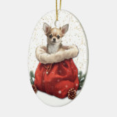 Niedlicher Chihuahua Welpe Hund Weihnachtsgeschenk Keramik Ornament (Links)