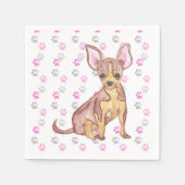 Niedlicher Chihuahua Welpe in Aquarell und Paw Pri Serviette (Vorderseite)