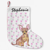Niedlicher Chihuahua-Welpe in den Watercolor-und Kleiner Weihnachtsstrumpf (Vorderseite)