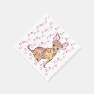 Niedlicher Chihuahua-Welpe in den Watercolor-und Serviette