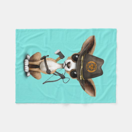 Niedlicher Chihuahua-Welpen-Zombie-Jäger Fleecedecke (Vorderseite (Horizontal))