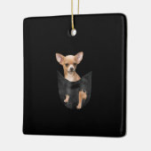 Niedlicher Chihuahua zu Weihnachten in der Tasche Keramikornament (Links)
