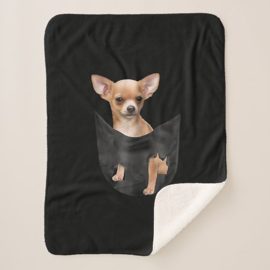 Niedlicher Chihuahua zu Weihnachten in der Tasche Sherpadecke (Vorderseite)